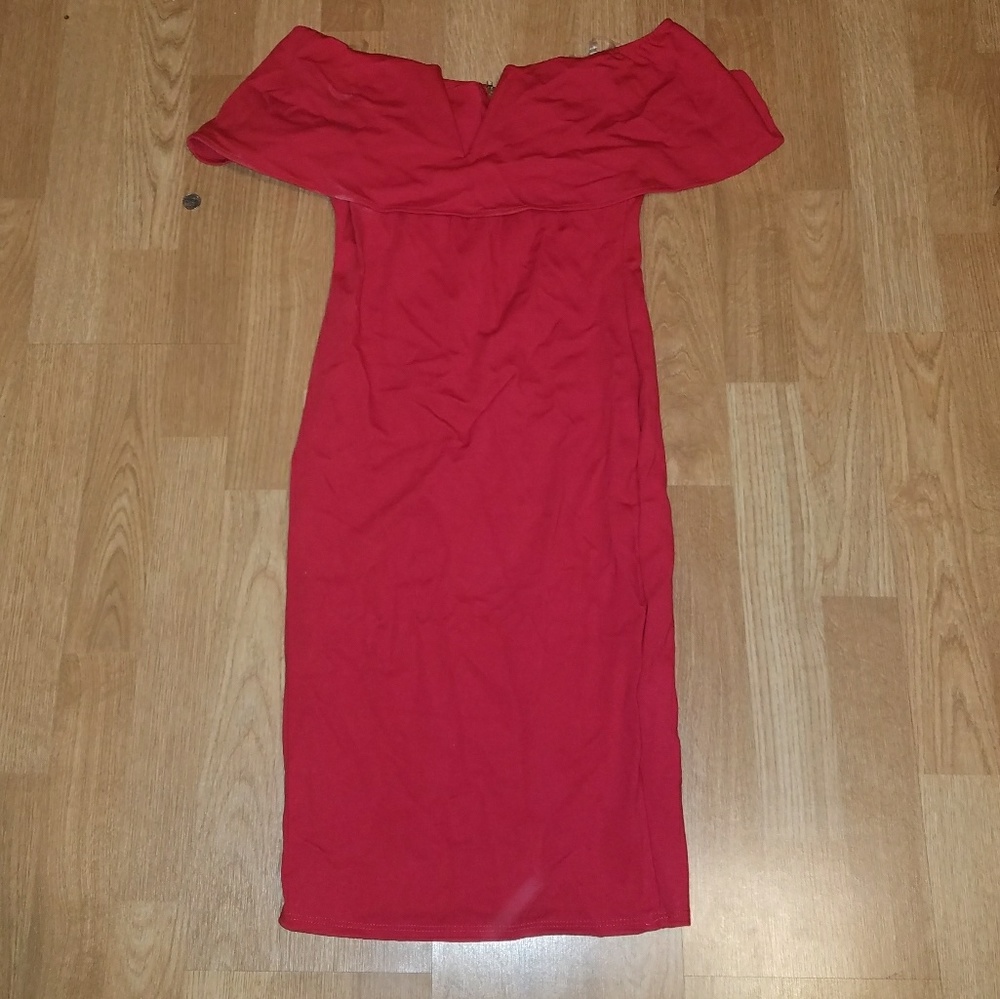 Red fashion nova midi dress